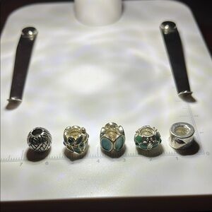 Silver and Green Charm Bead Set